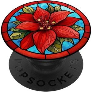 PopSockets Poinsettia Red Christmas Flower for Phone Women Swappable PopGrip